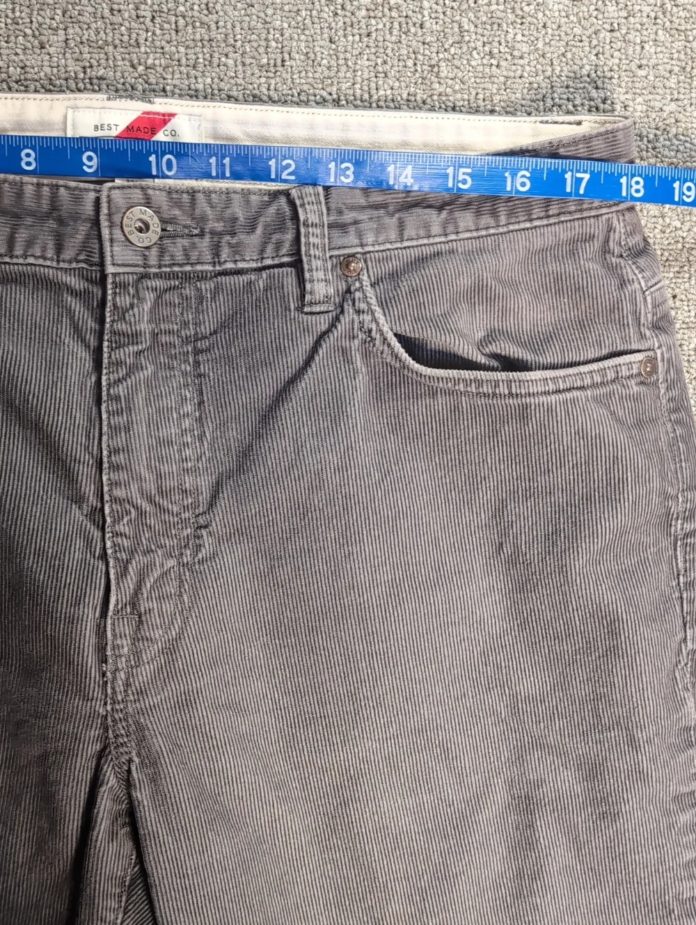 Best Made Co Fine Wale Corduroy Pants Size 36x32 Gray 100% Cotton 5 Pocket